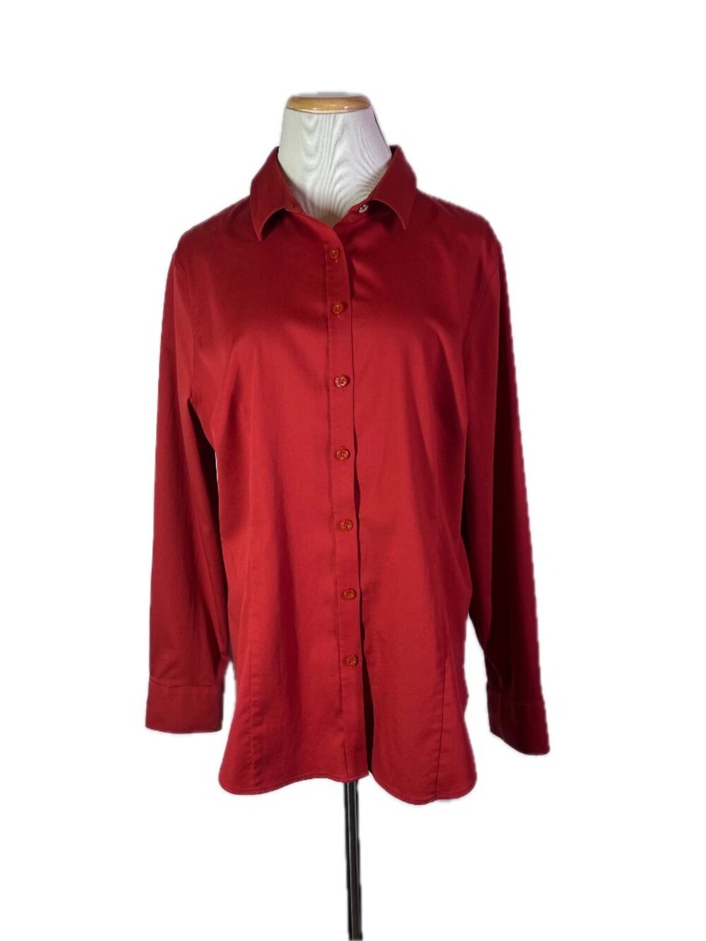 Chico's Size 2.5 (US 14) Red Button-Up Shirt No-Iron Chic Stretch